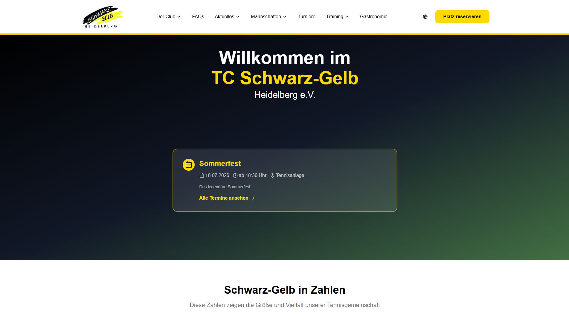 Website TC Schwarz-Gelb Heidelberg e.V.
